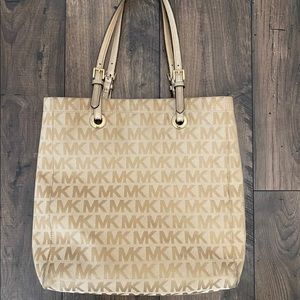 Micheal Kors gold and tan tote bag